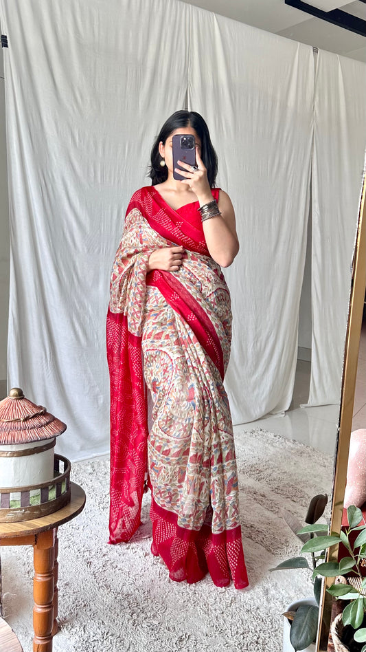 Chanderi cotton kalamkari print soft saree