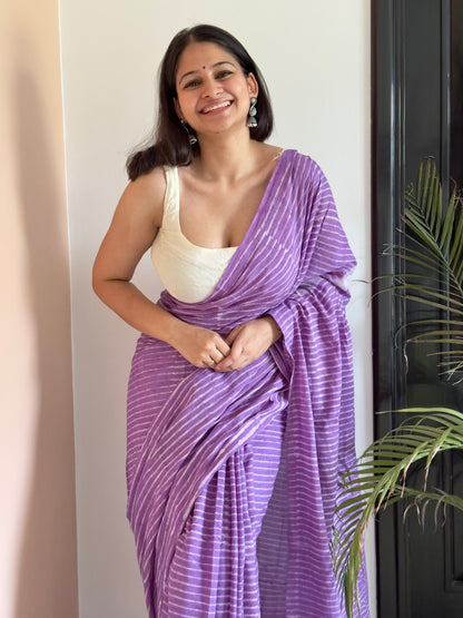 Lightweight lilac stripe saree