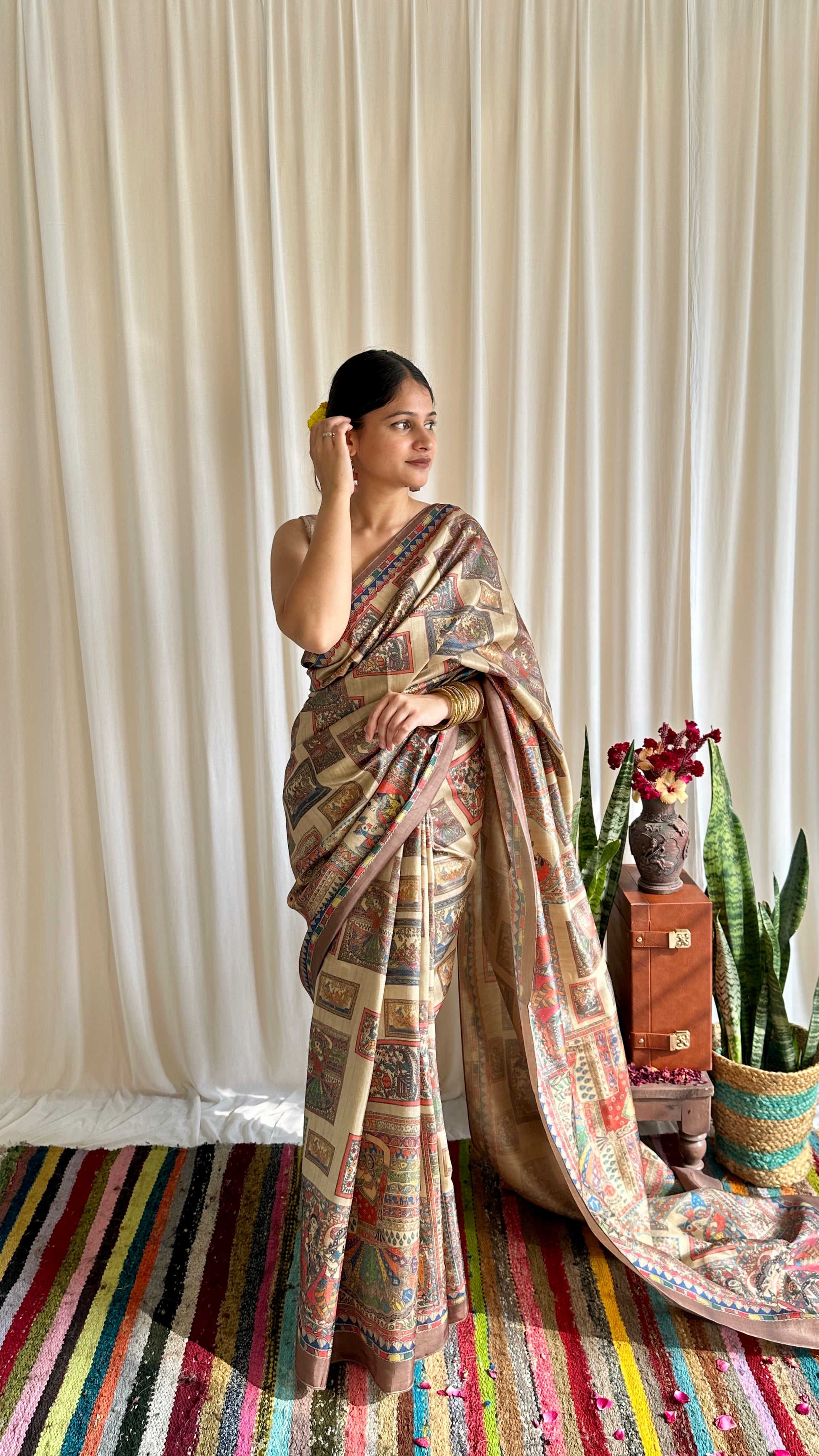 Madhubani print on saree