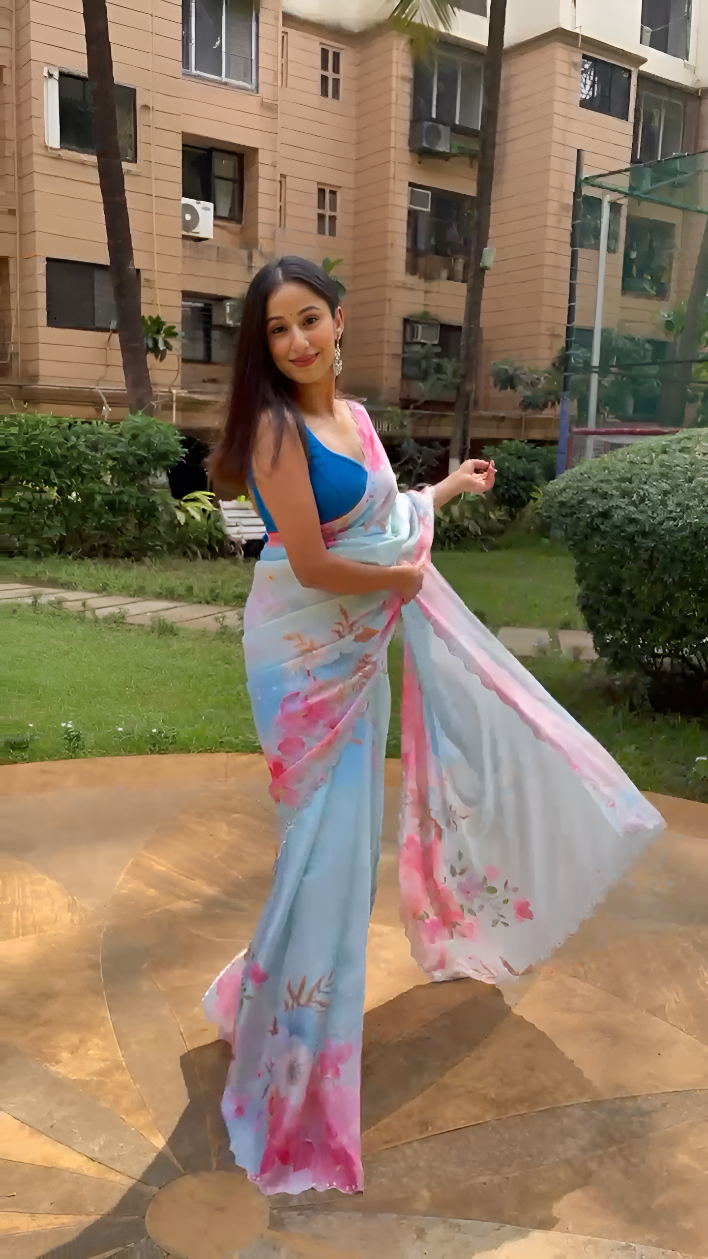 Maera mishra blue floral saree