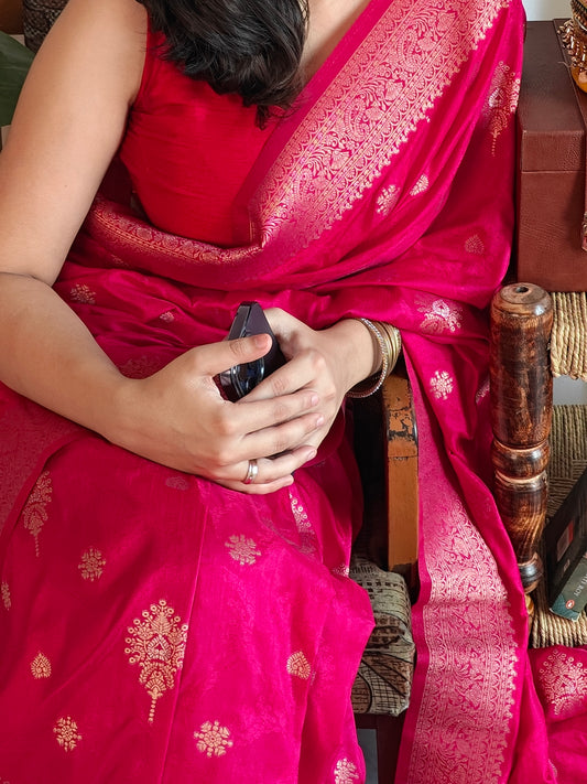 Magenta silk saree