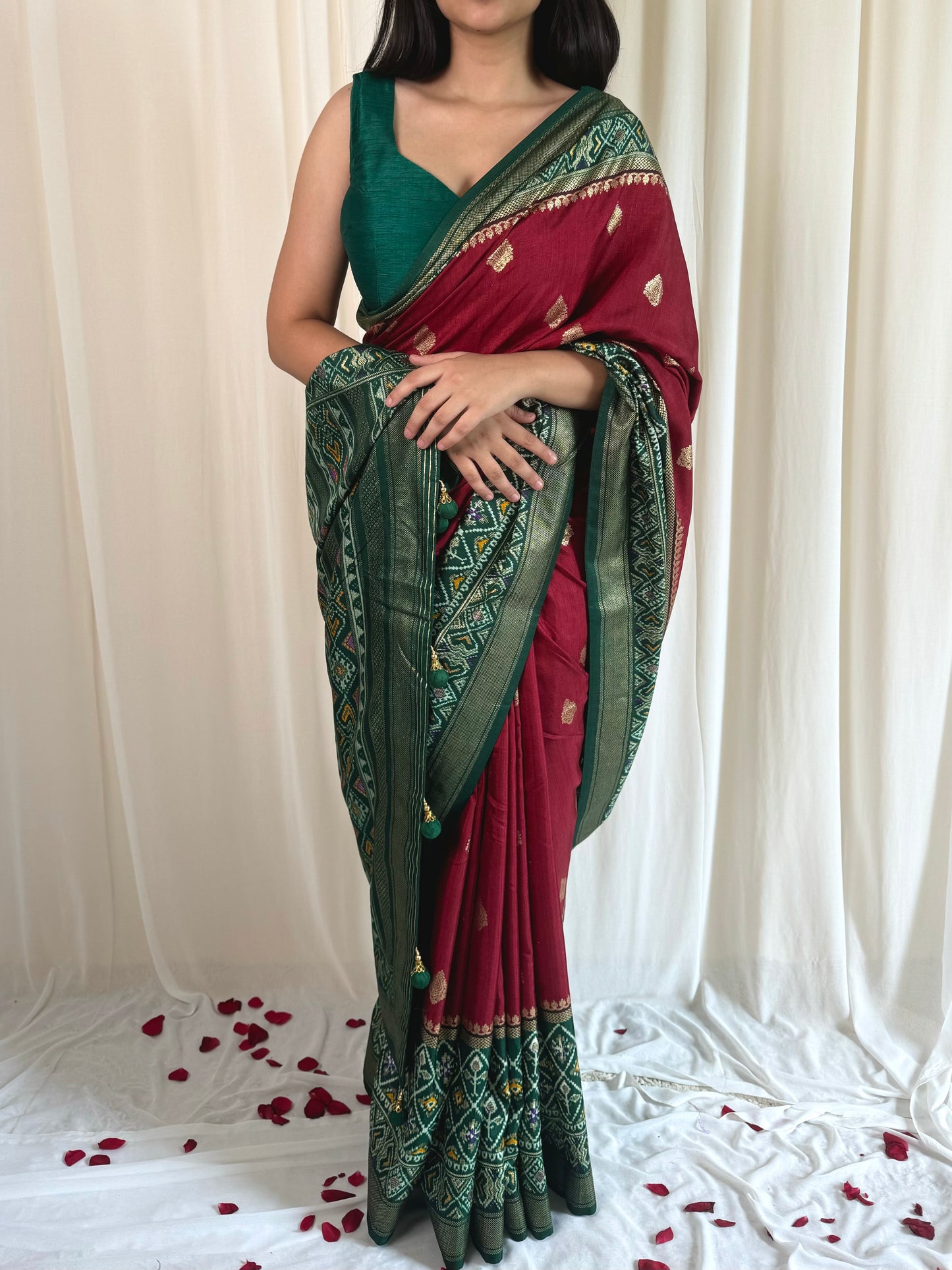 Mehroon saree for karwachauth