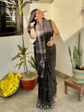 Mitti Magic Grey Black Saree