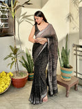 Mitti Magic Grey Black Saree