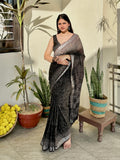 Mitti Magic Grey Black Saree
