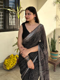 Mitti Magic Grey Black Saree