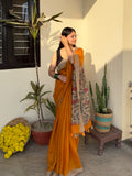 Mustard Kalamkari Chanderi Saree