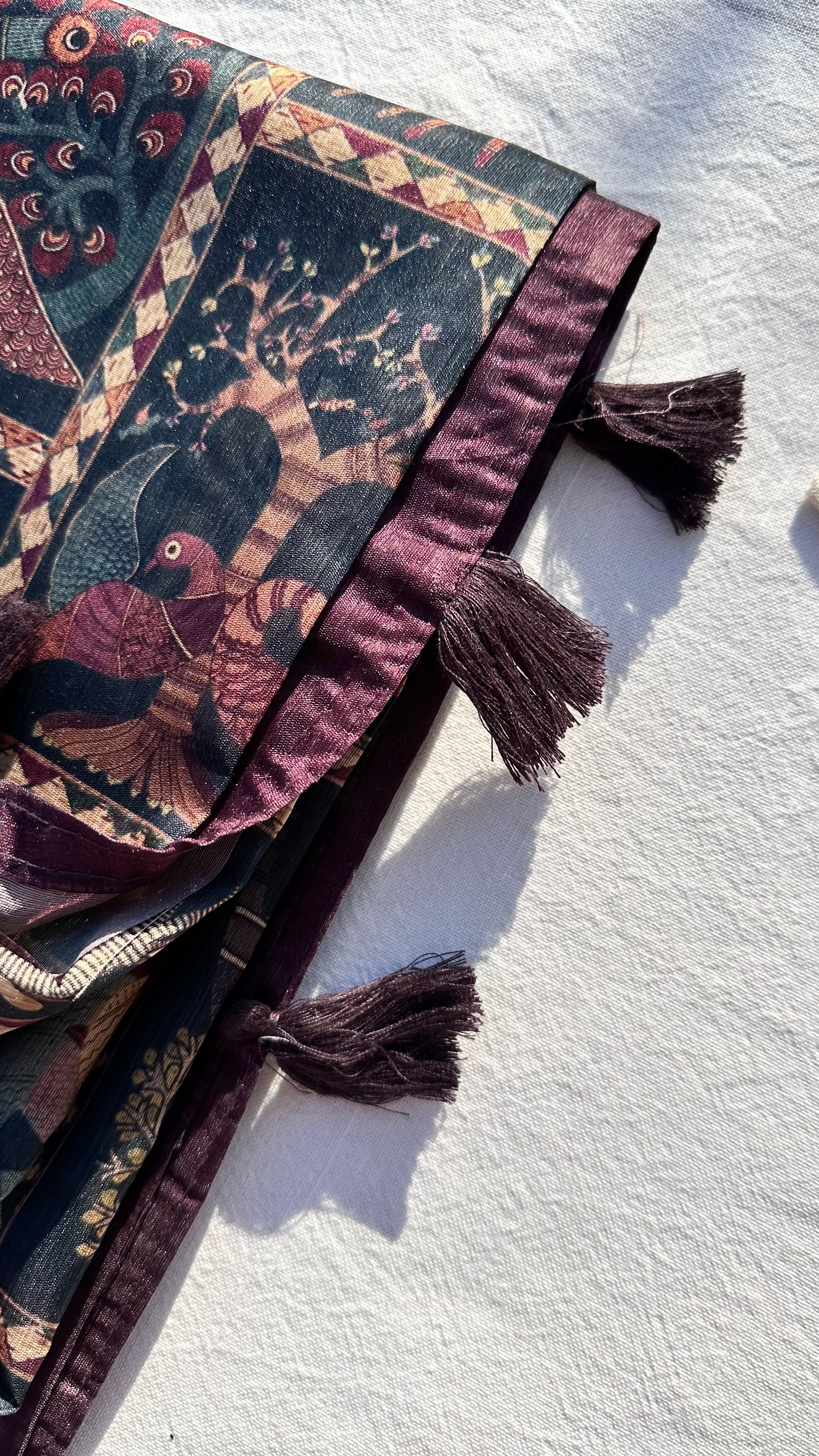 Navy blue printed cotton saree