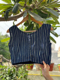 NeeliLeherein Blouse Navy Blue Striped Sleeveless