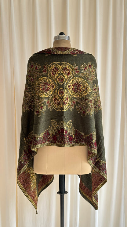 Olive paisley printed shawl 