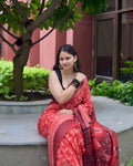 Outdoor sarees look in red 