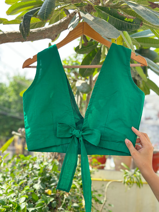 Panna Ki Chadar Green Cotton Blouse
