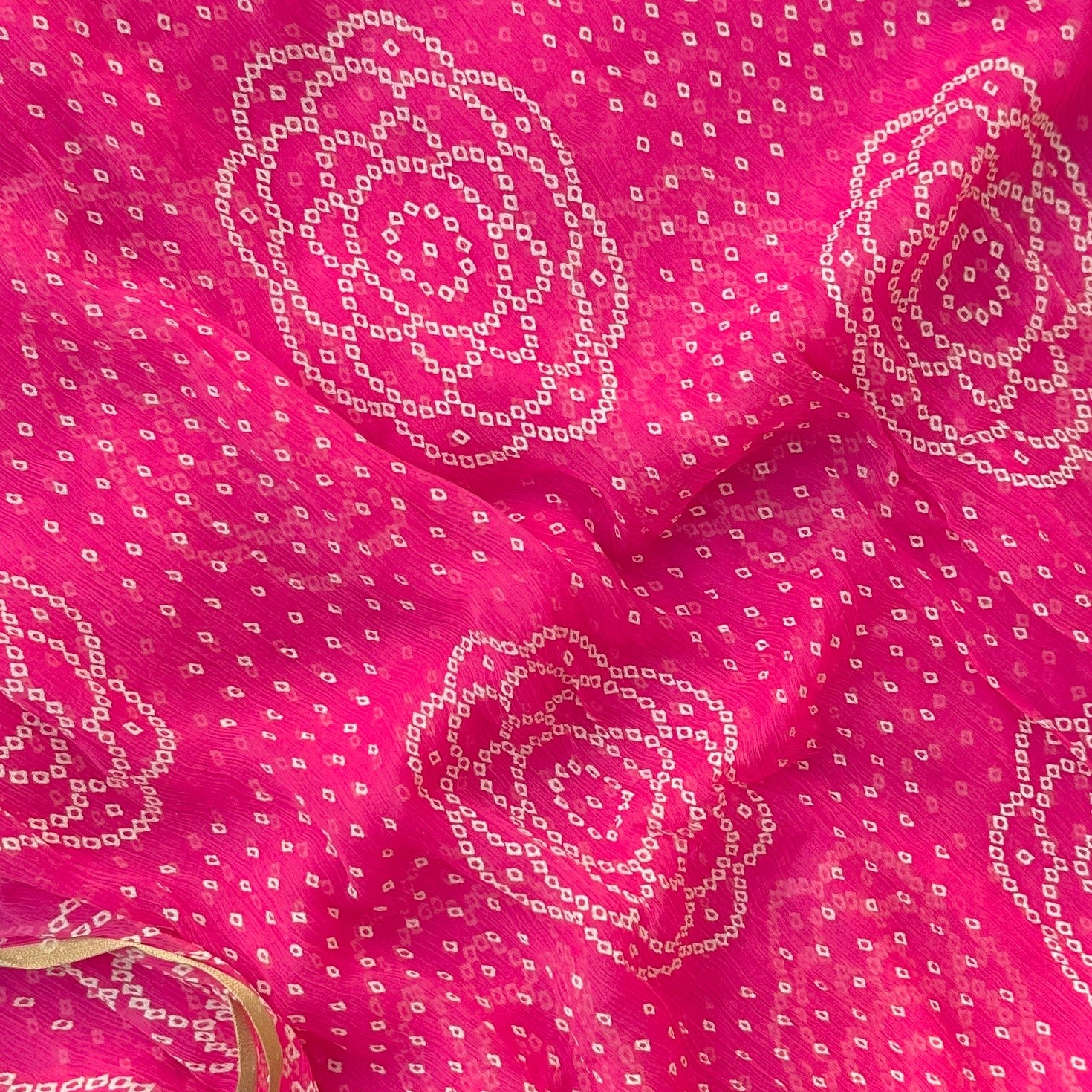 Pink chiffon bandhej saree