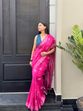 Pink festive saree look