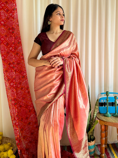 Pink festive wear saree