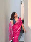 Pink ikat saree