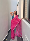 Pink ikkat saree