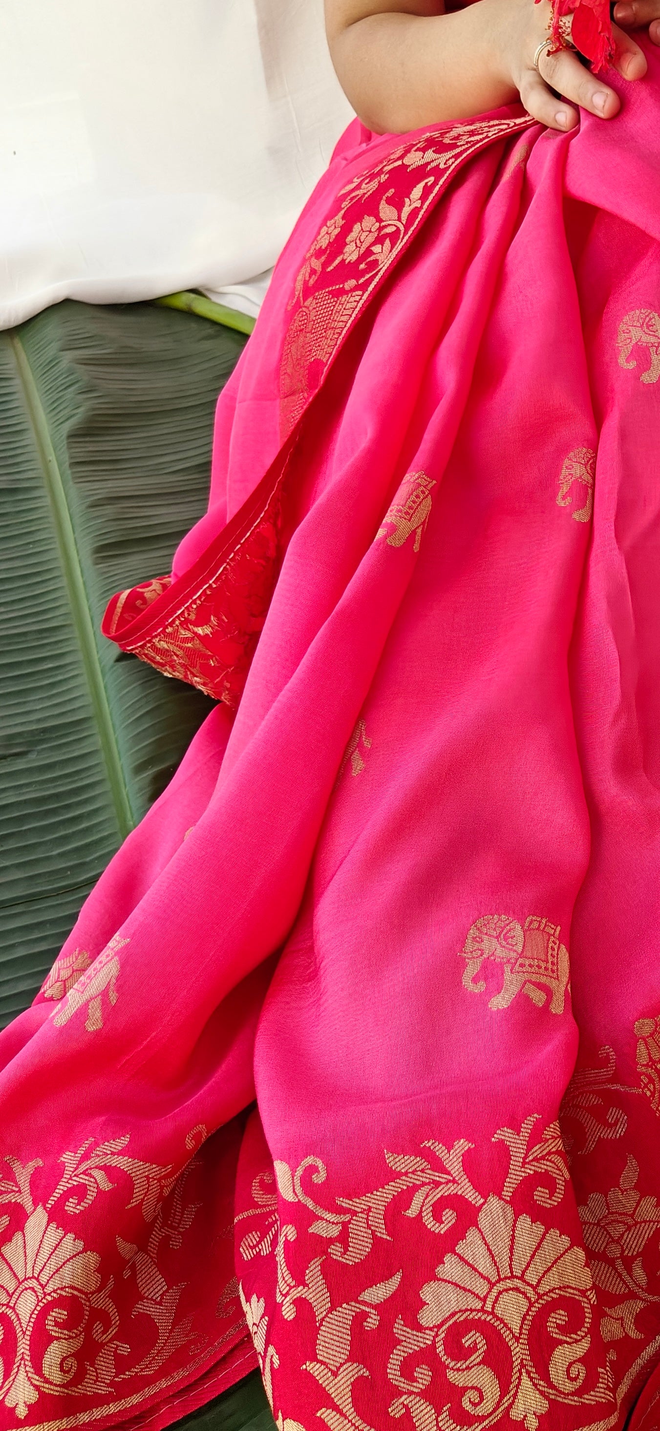 Pink silk saree under 3000