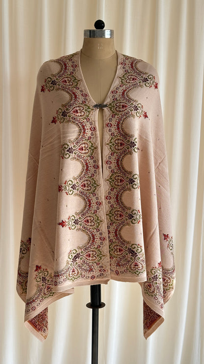 Pink woolen printed shawl 