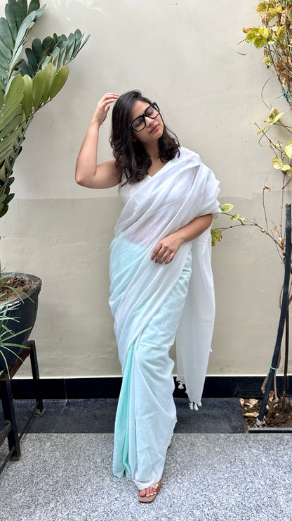 Plain white saree look