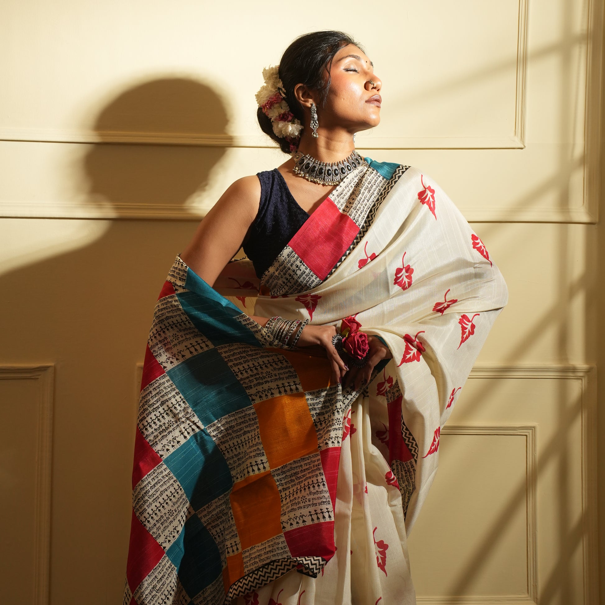 Printed cotton silk saree 