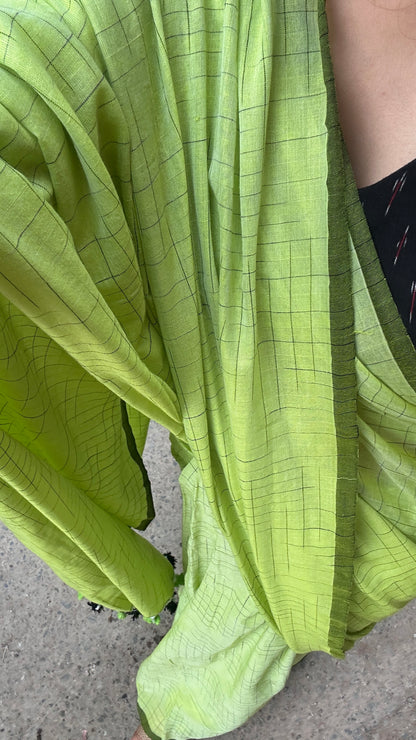 Pure Khadi cotton green saree