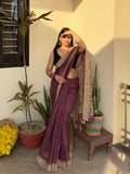 Purple Plum Magic Handloom Bandhej Kalamkari Saree
