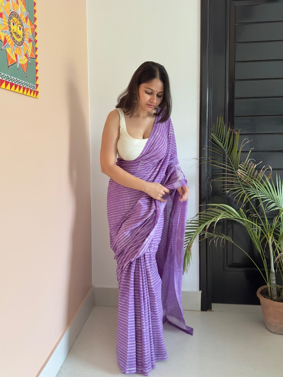 Purple handloom-style saree