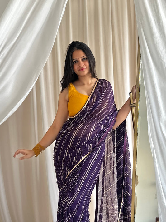Purple leheriya saree