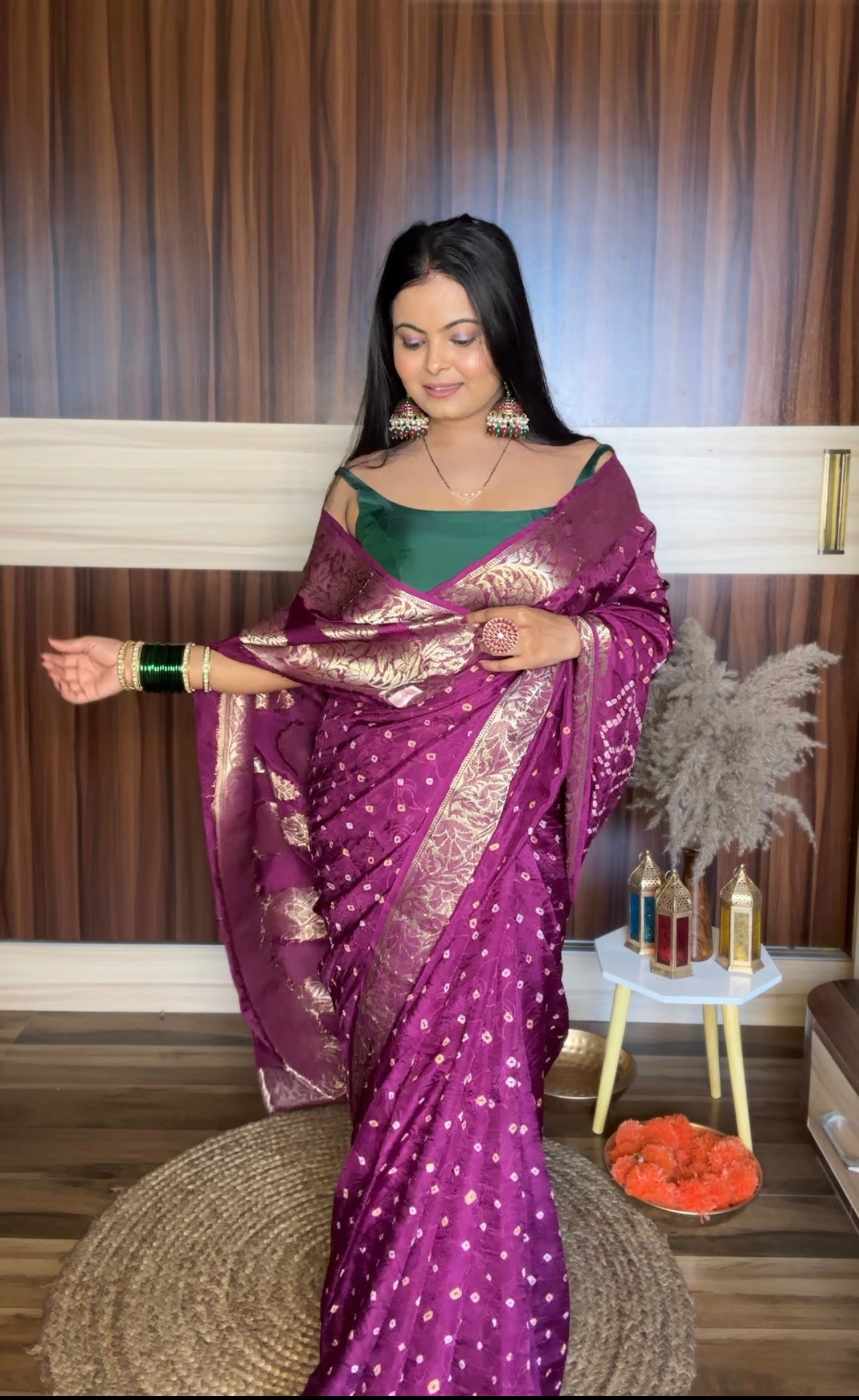 Purple saree zari border 