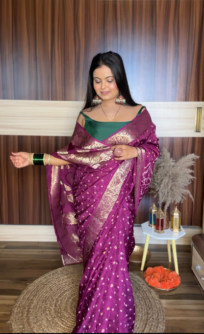 Purple saree zari border 
