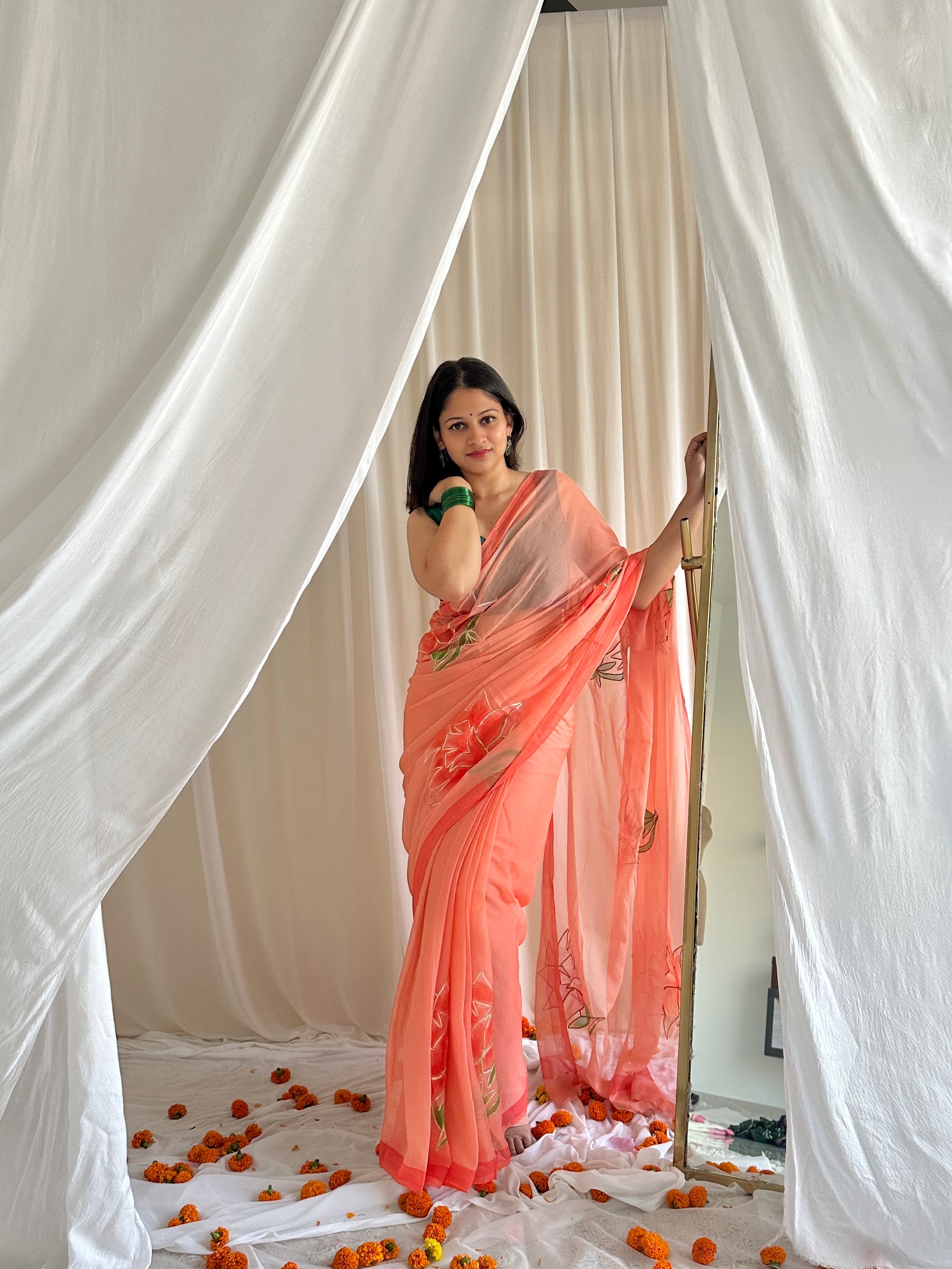 Rajasthani royal Gota saree
