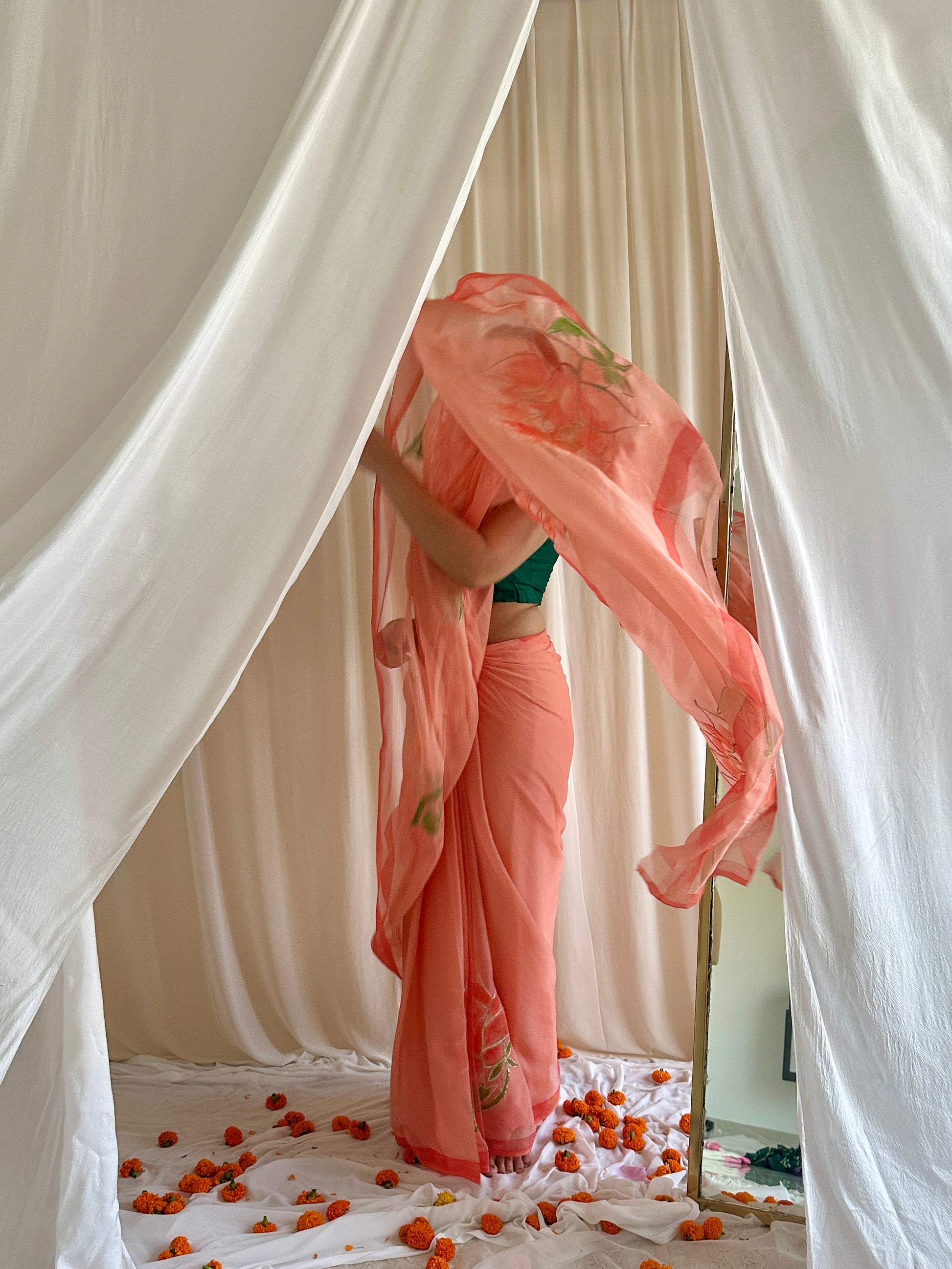 Rajasthani royal chiffon saree