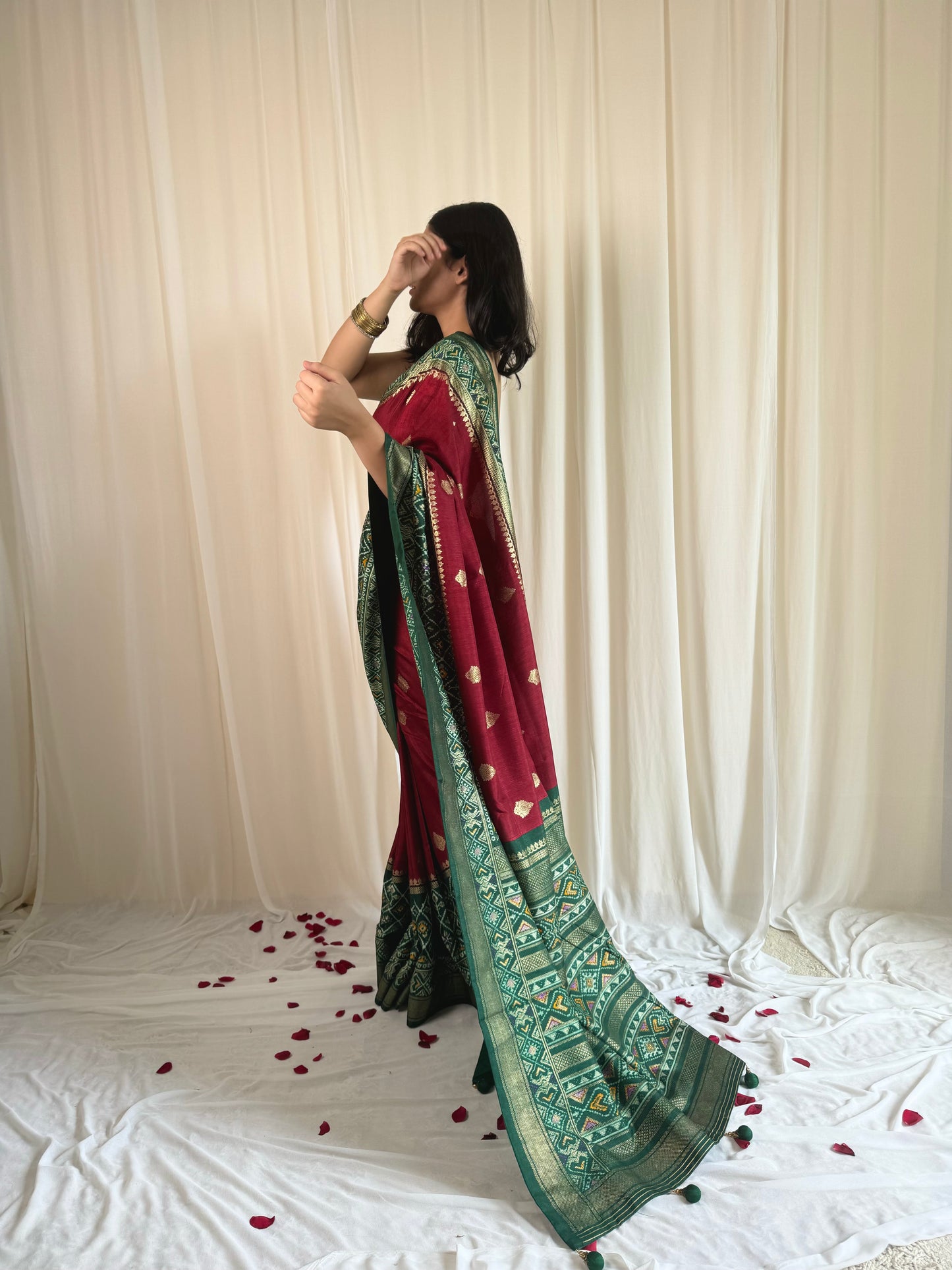 Red Patola print saree