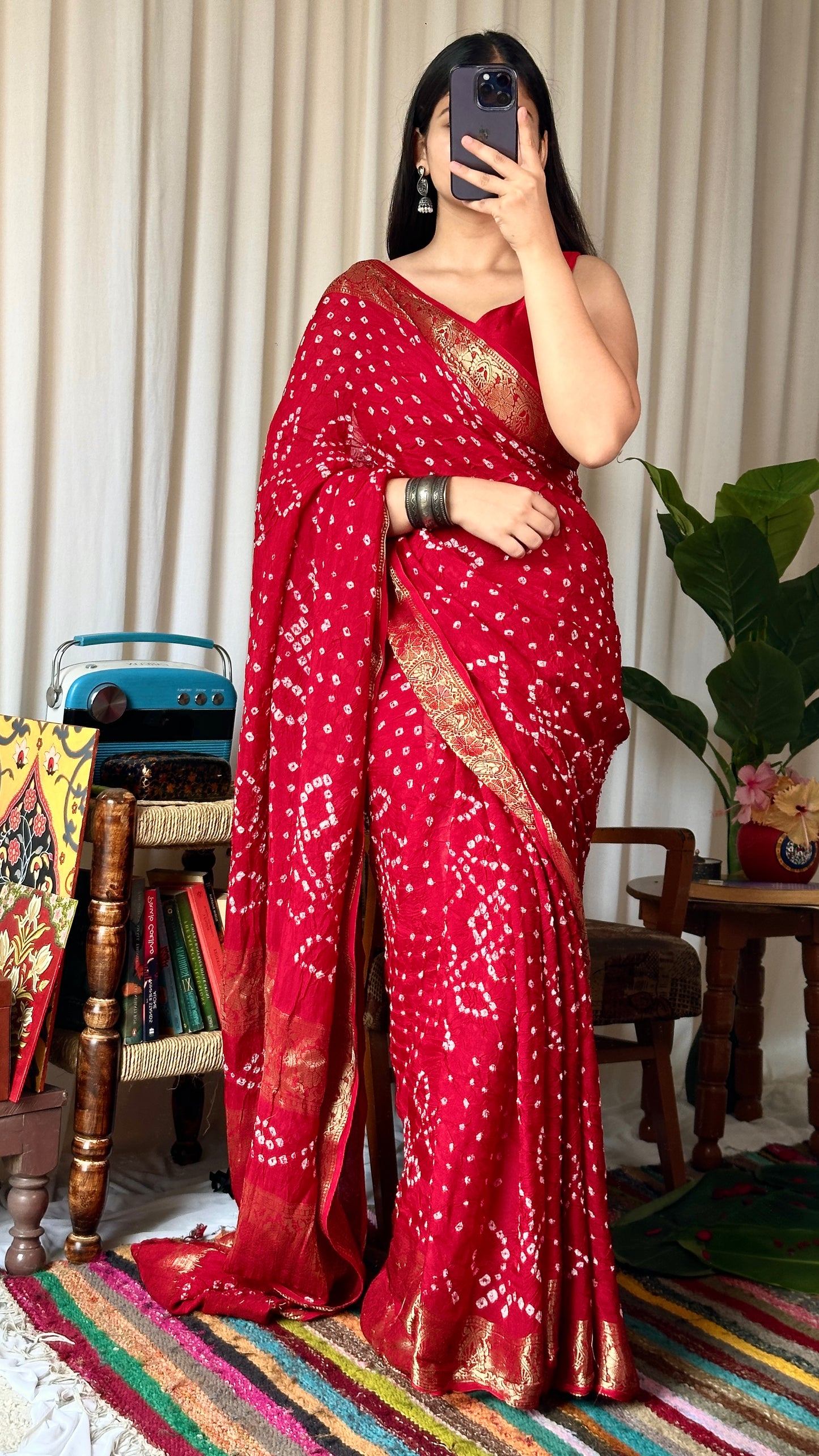 Red saree Durga pooja