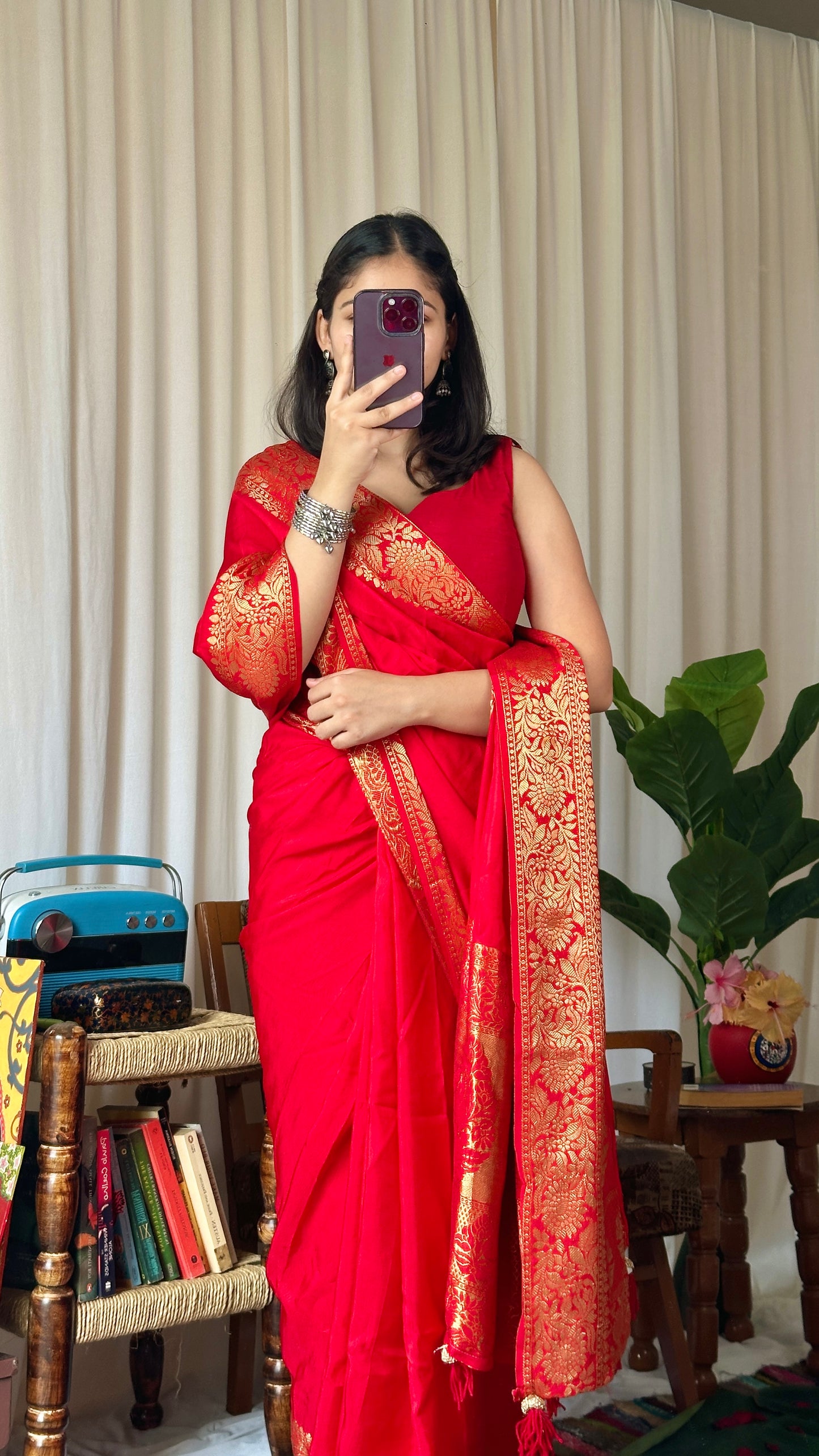 Red saree for Durga pooja