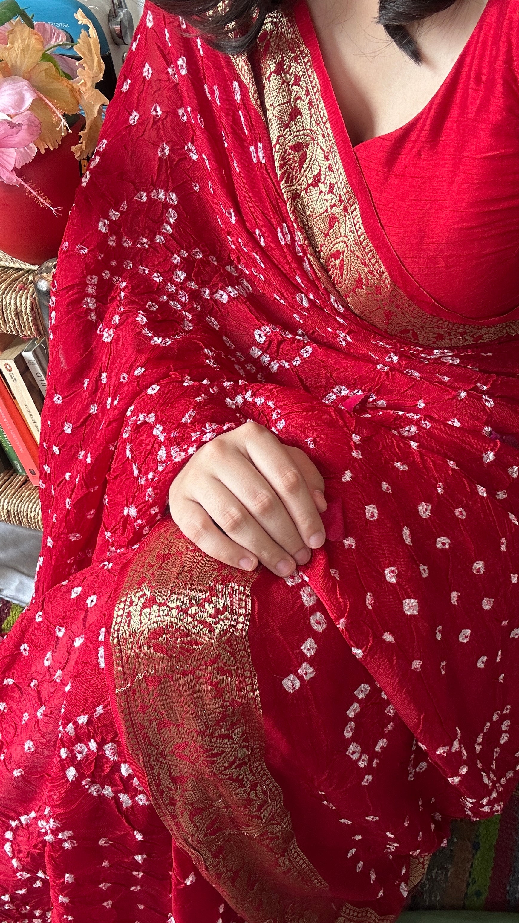 Red saree for karva