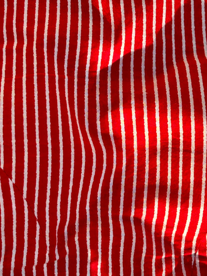 Red White Striped Sleeveless Blouse Keyhole Back