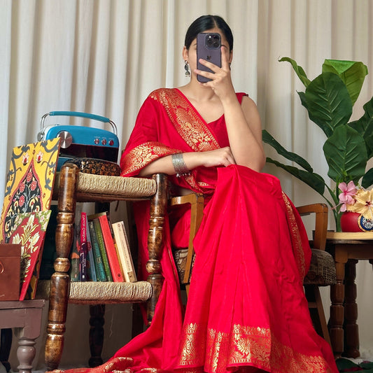 Red banarasi saree