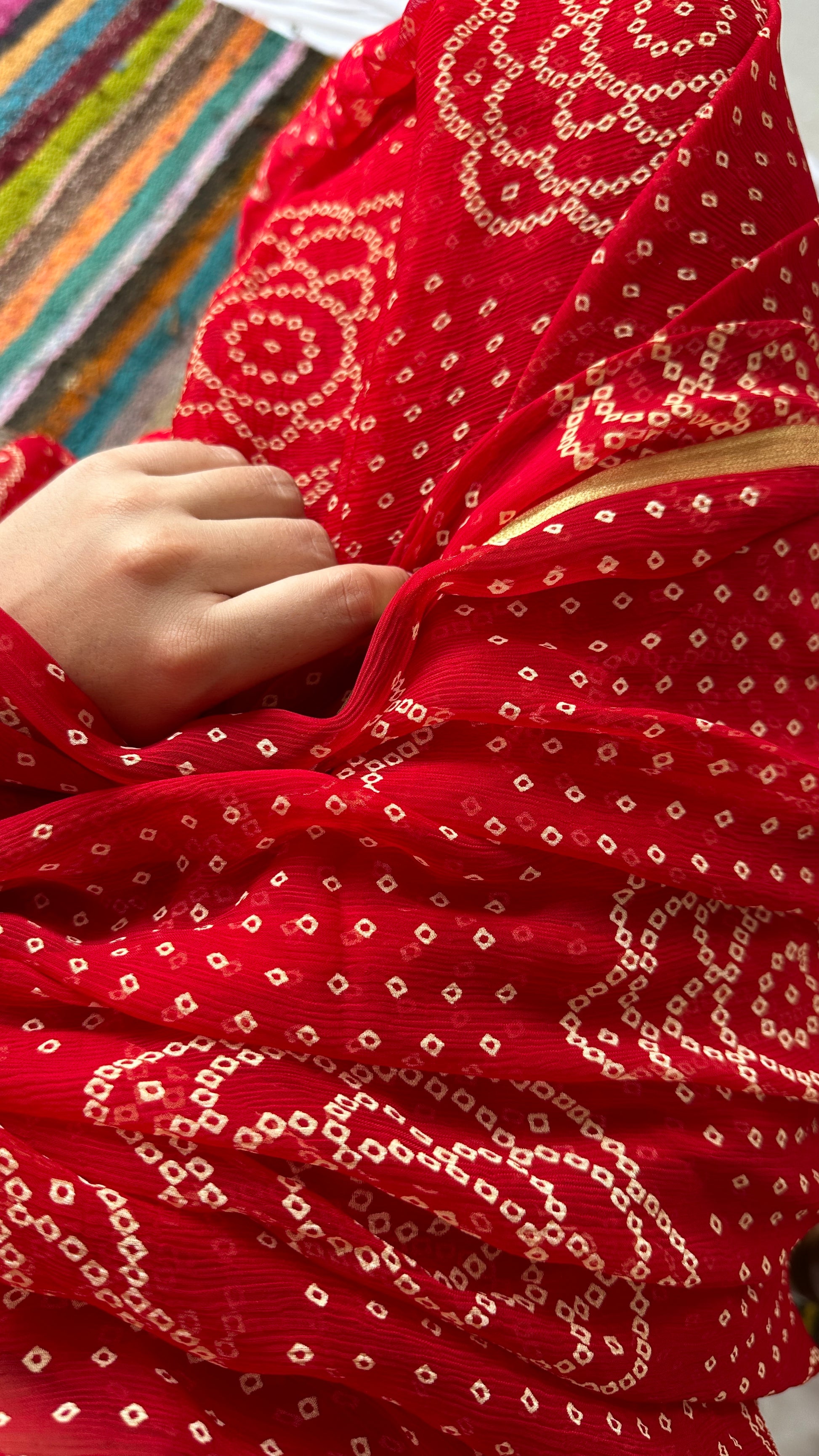 Red girlish saree