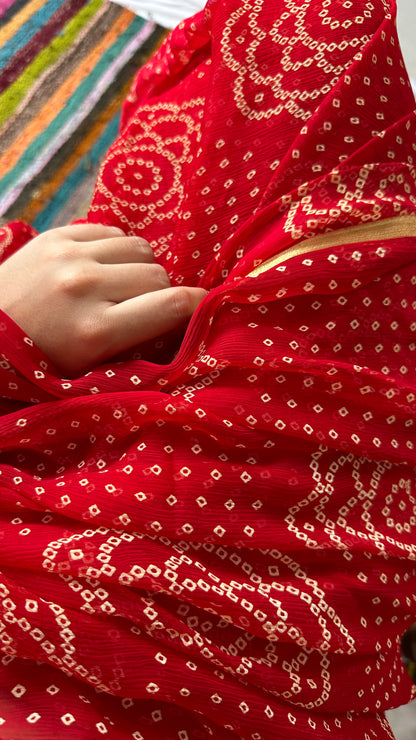 Red girlish saree