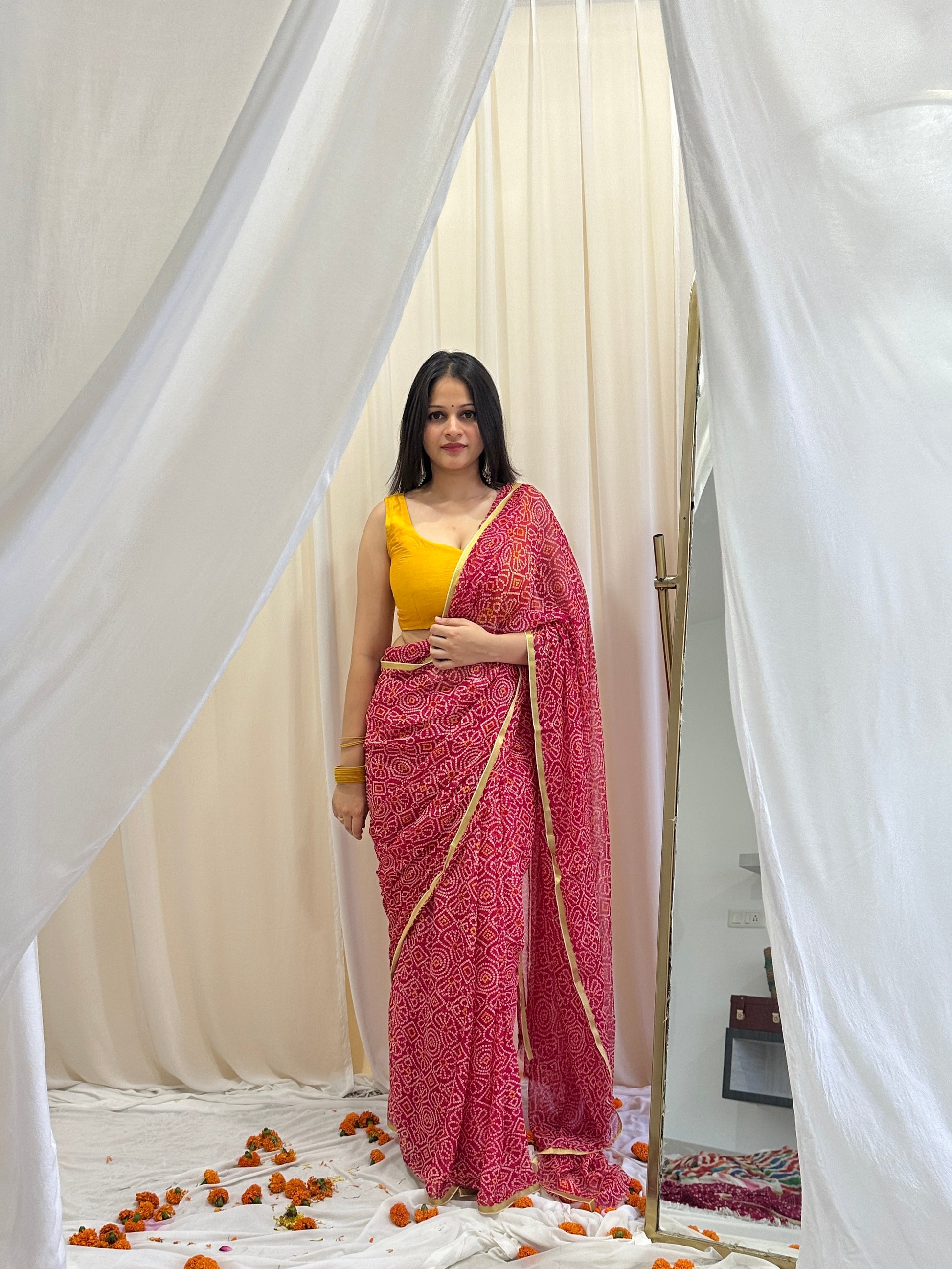 Red & golden saree 
