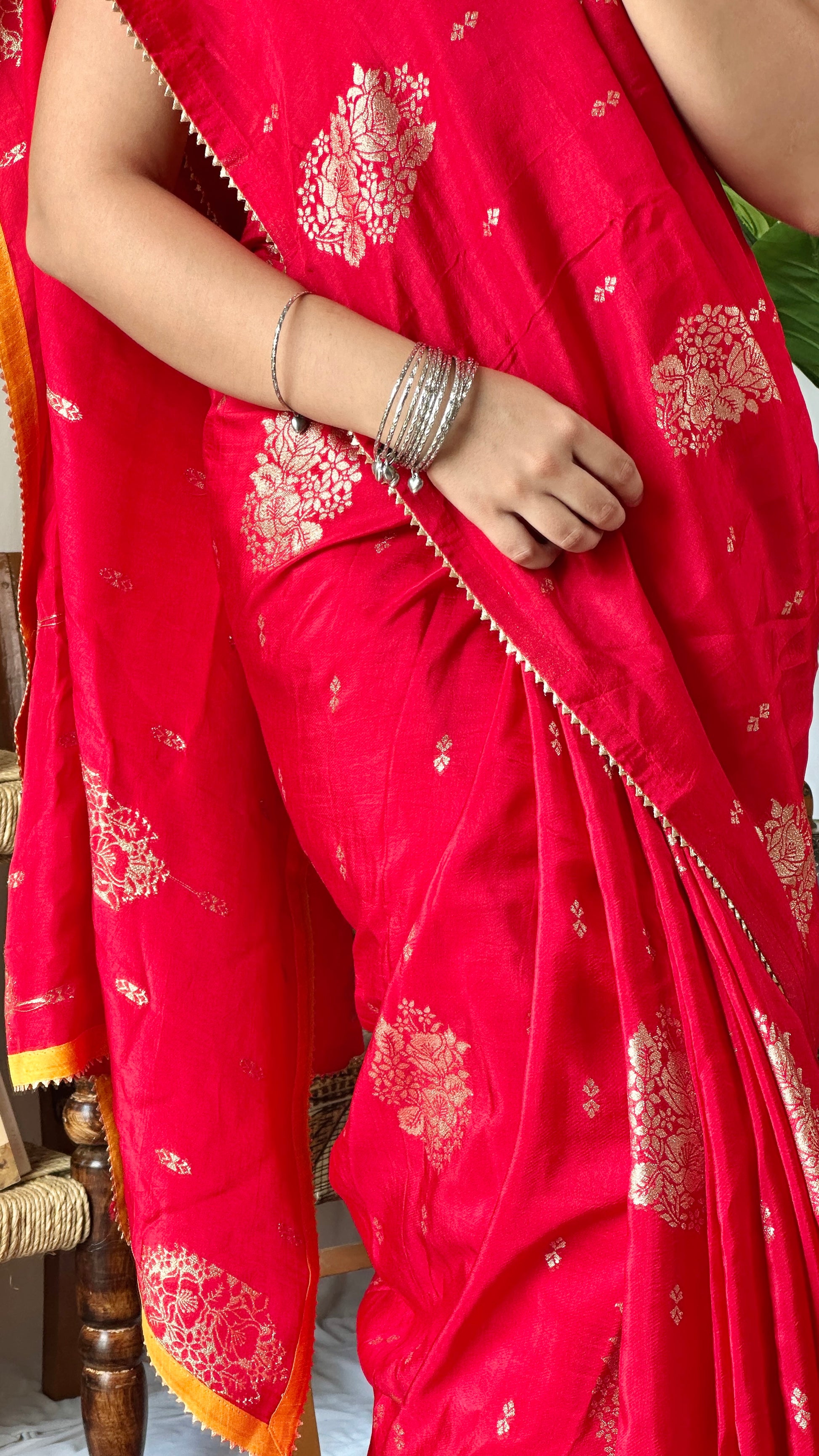 Saree with lace border