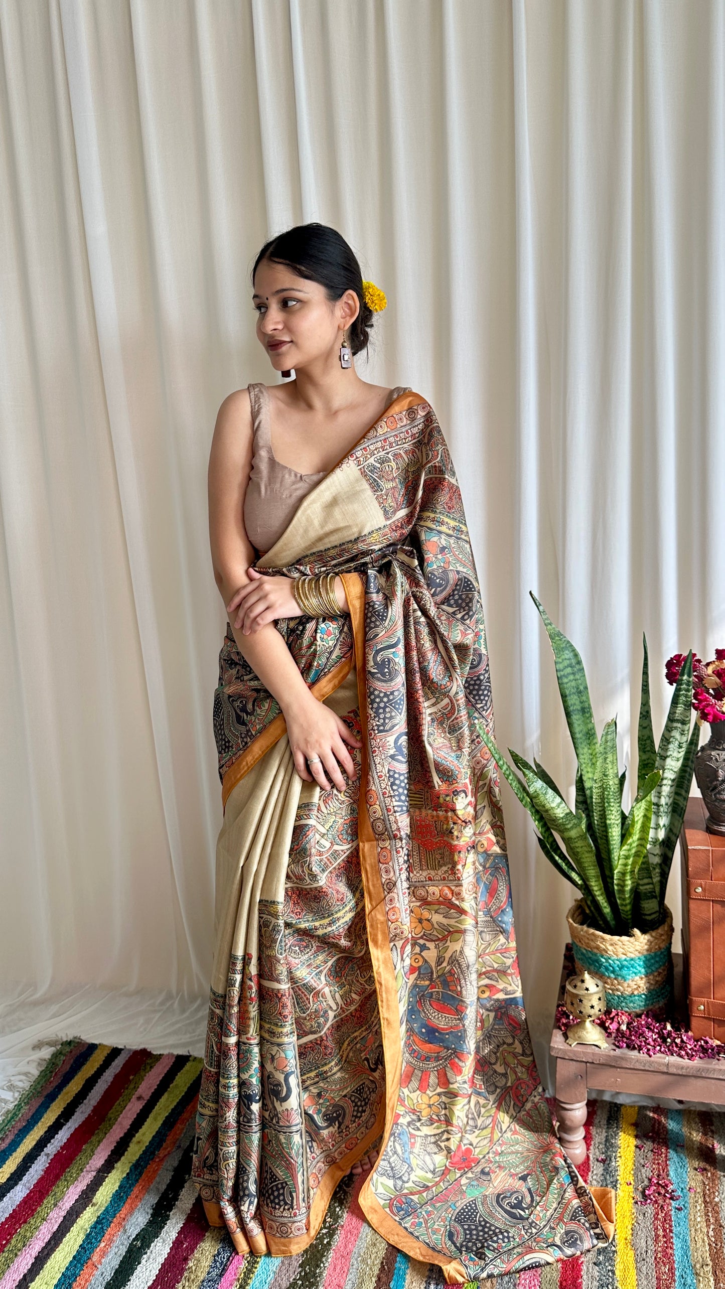 Unique madhubani print saree