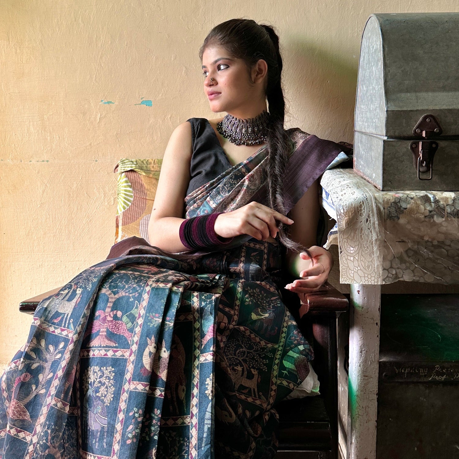 Vintage print saree