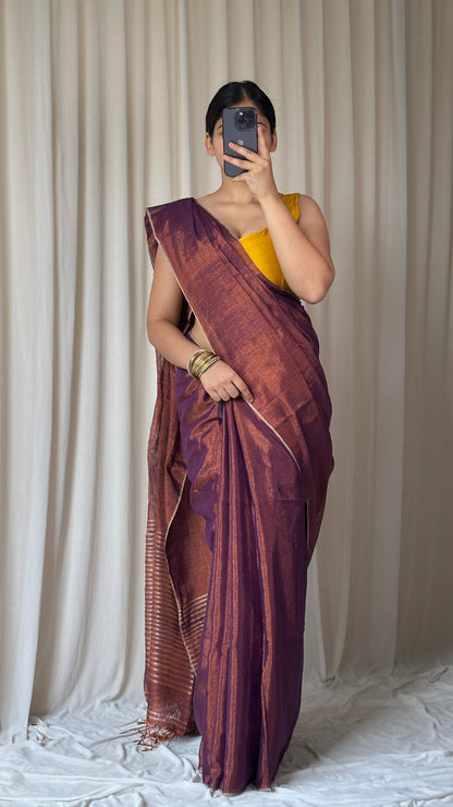 Wine bold look saree