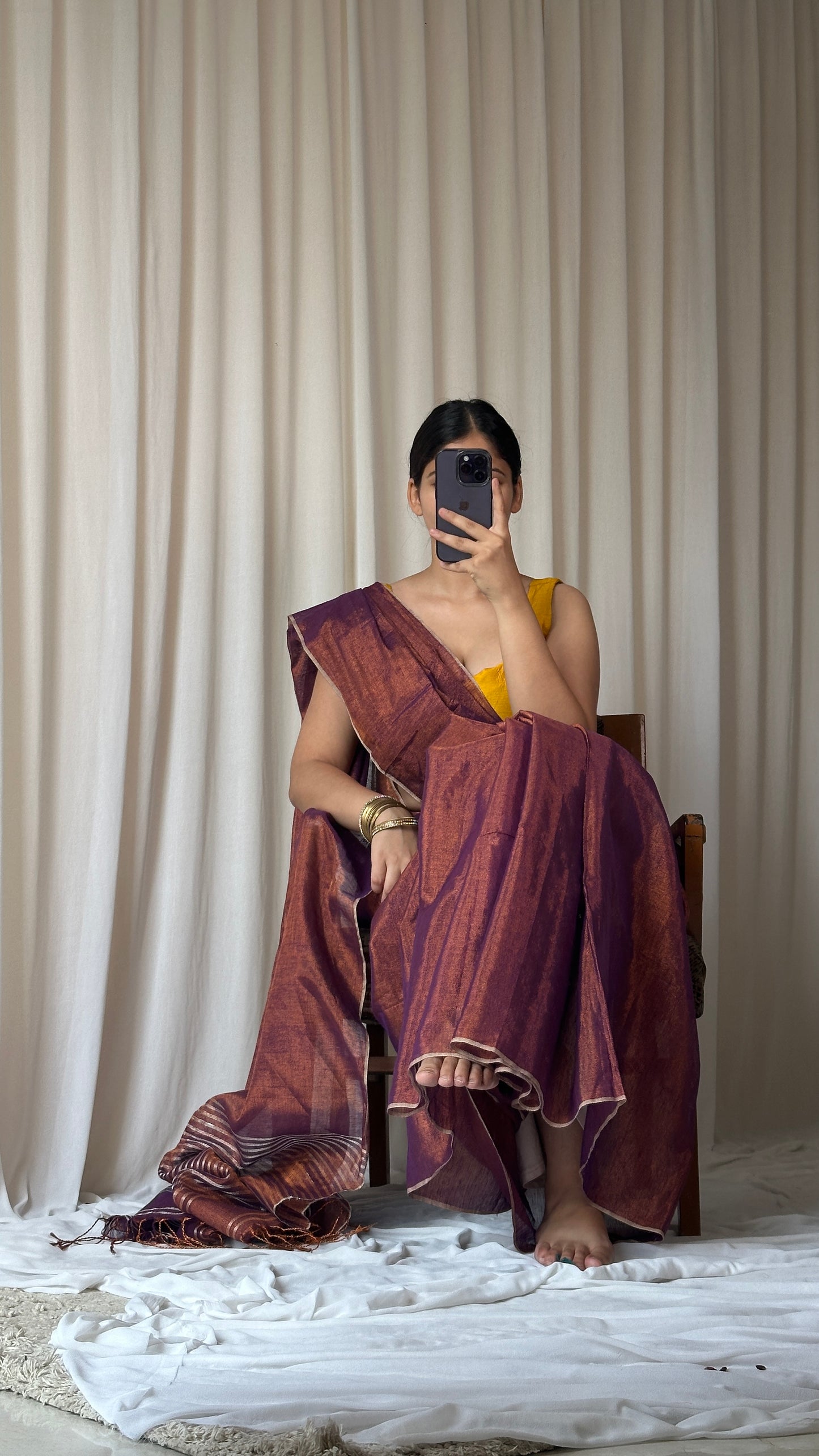 Wine color saree for festivals