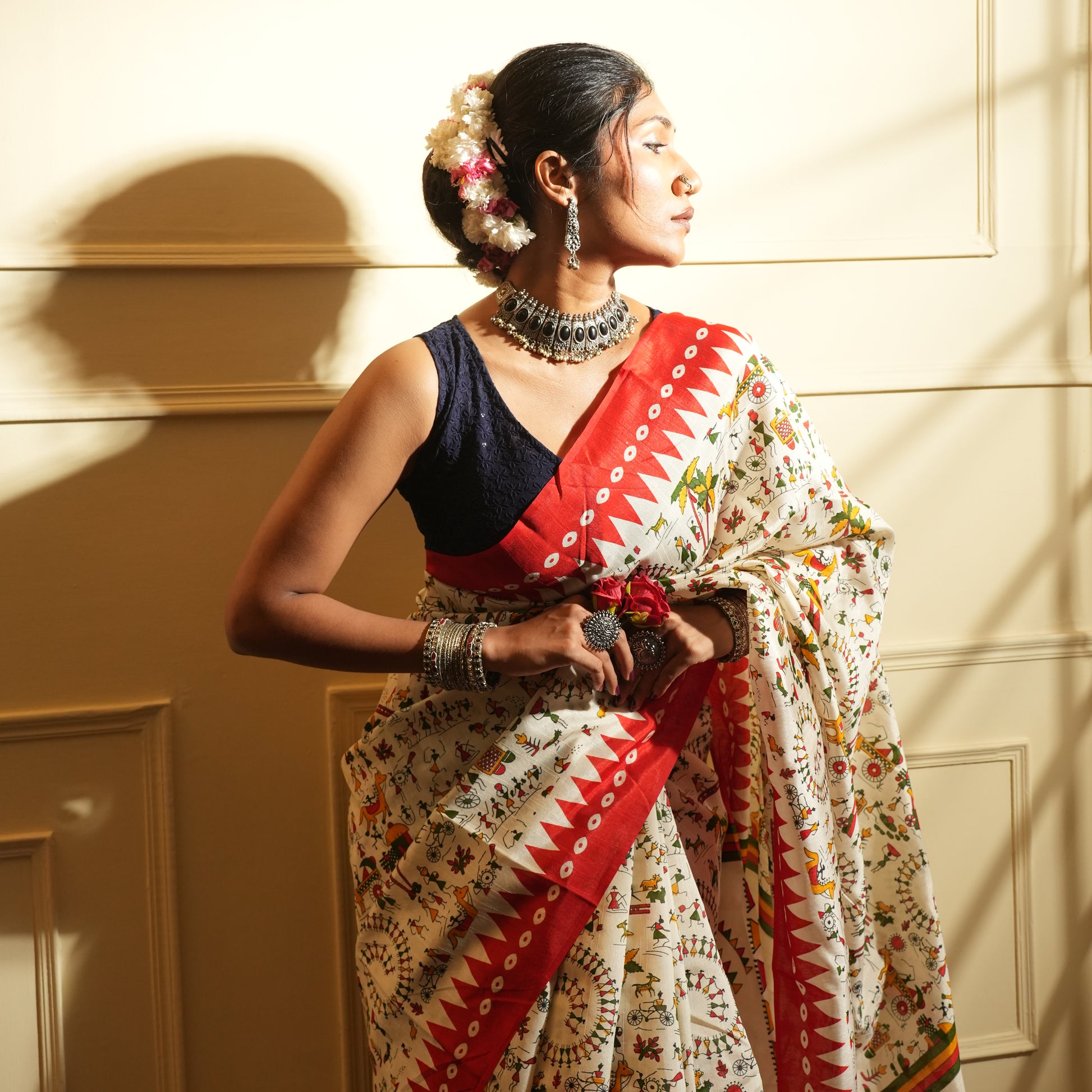 Worli print cotton saree