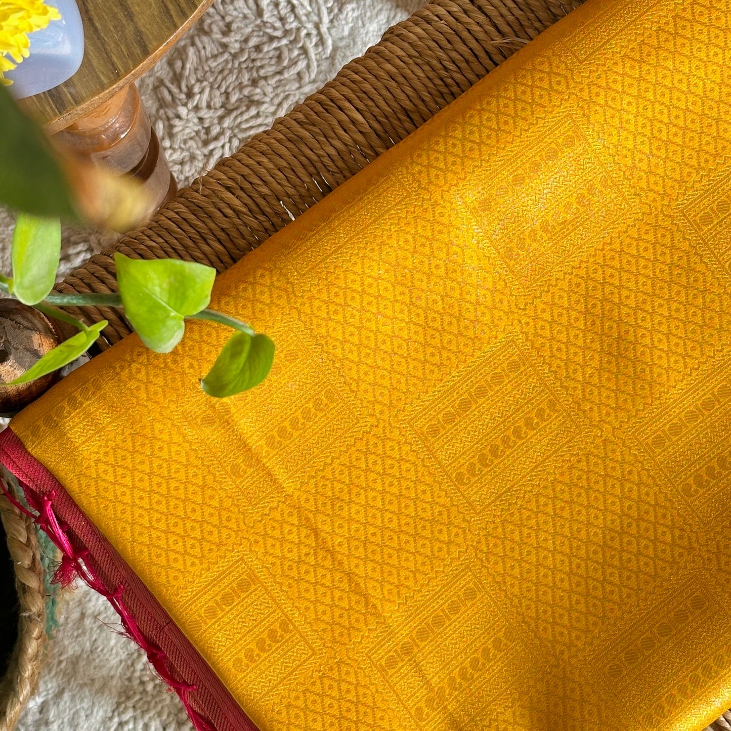 Yellow Kanjivaram silk saree