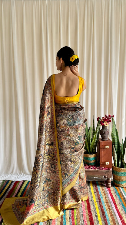 Yellow printed saree 